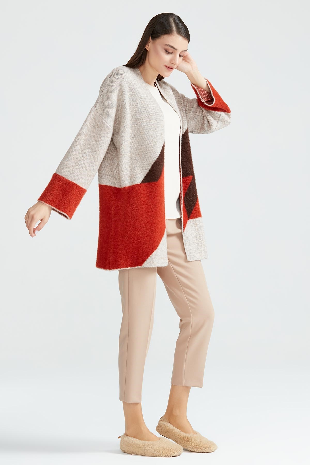 Oversize Mink Kimona Hırka BEJ