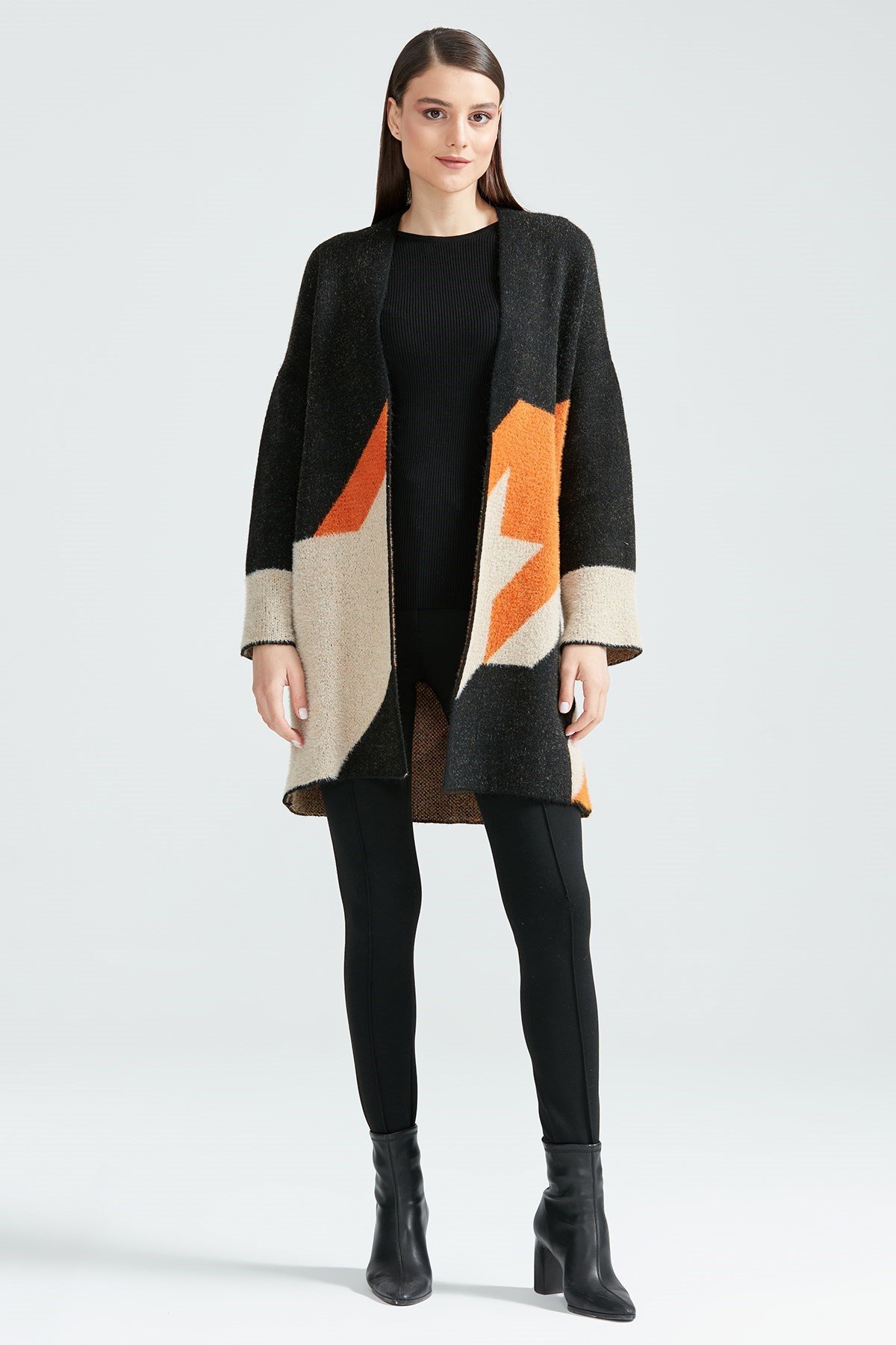 Oversize Mink Kimona Hırka SİYAH