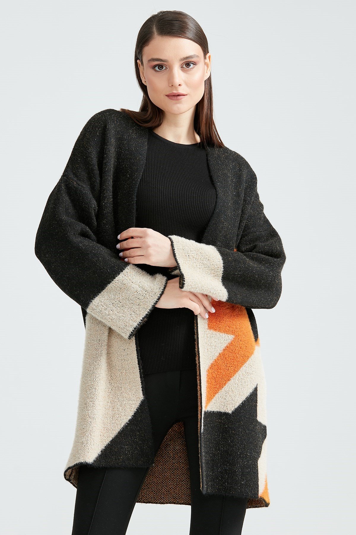 Oversize Mink Kimona Hırka SİYAH