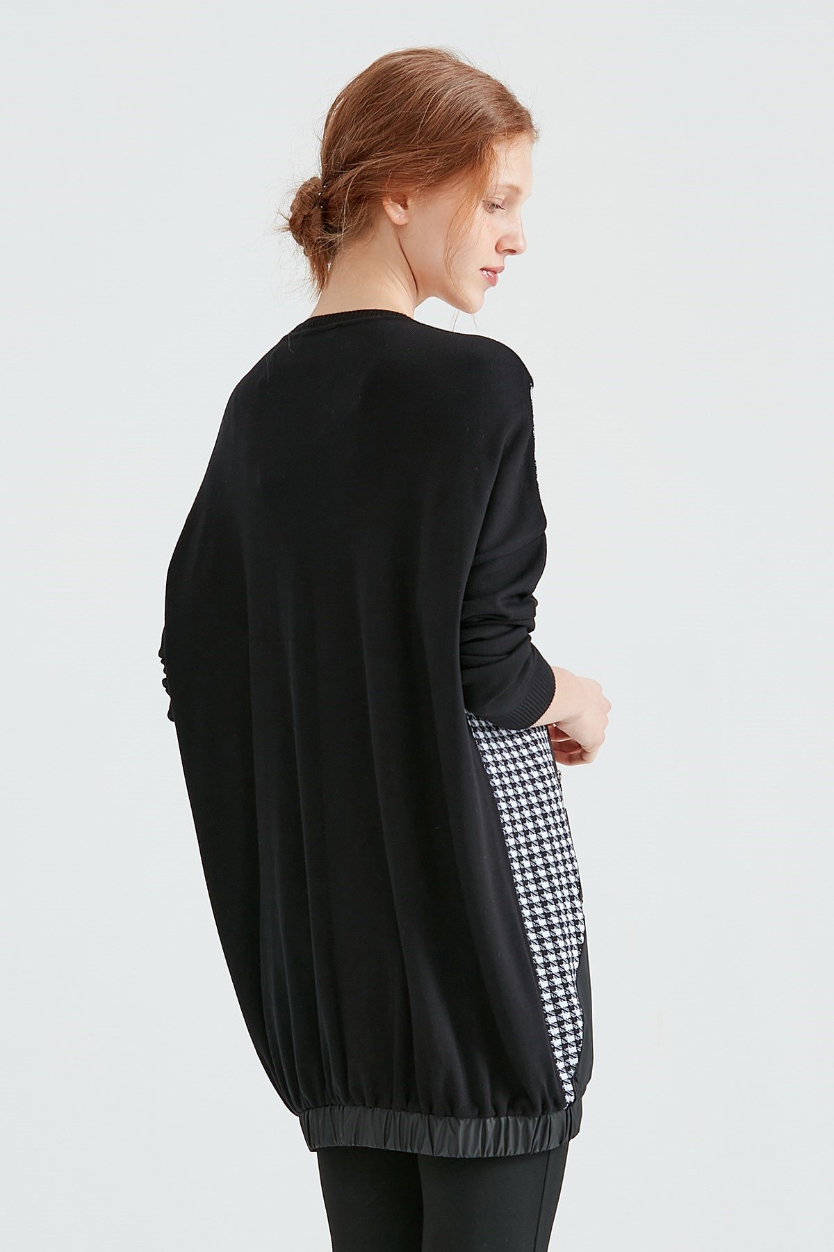 PATCHWORK TRİKO TUNİK SİYAH