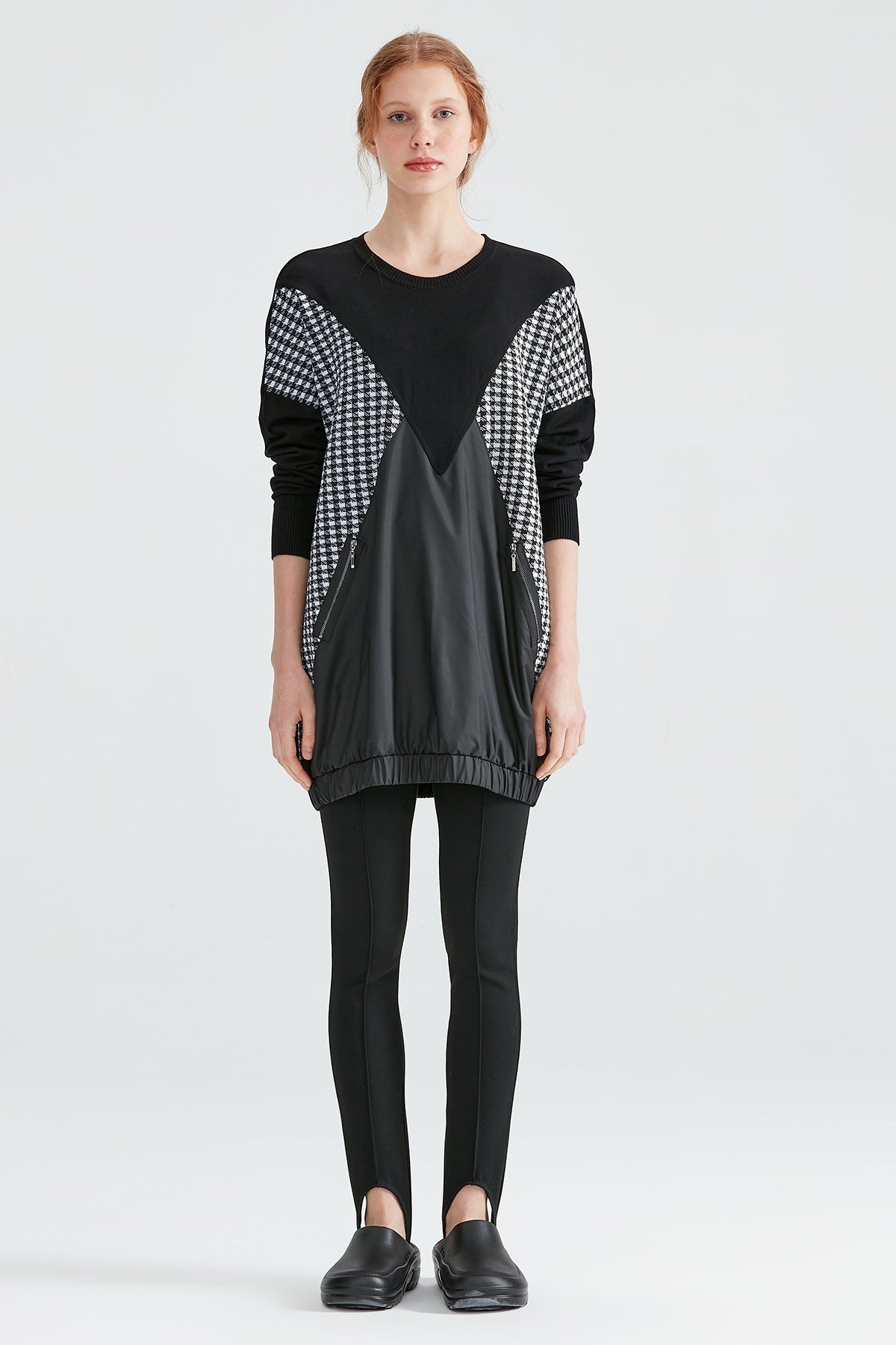 PATCHWORK TRİKO TUNİK SİYAH