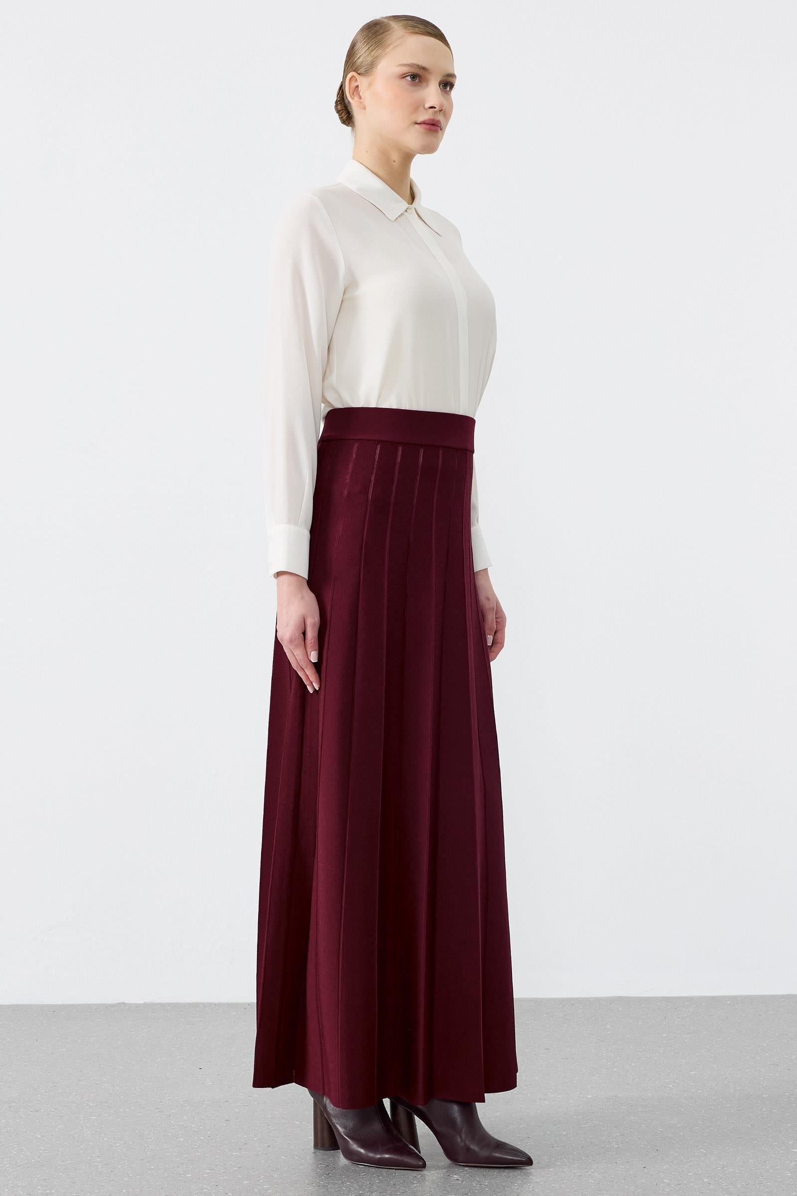 Pliseli Rayon Etek BORDO