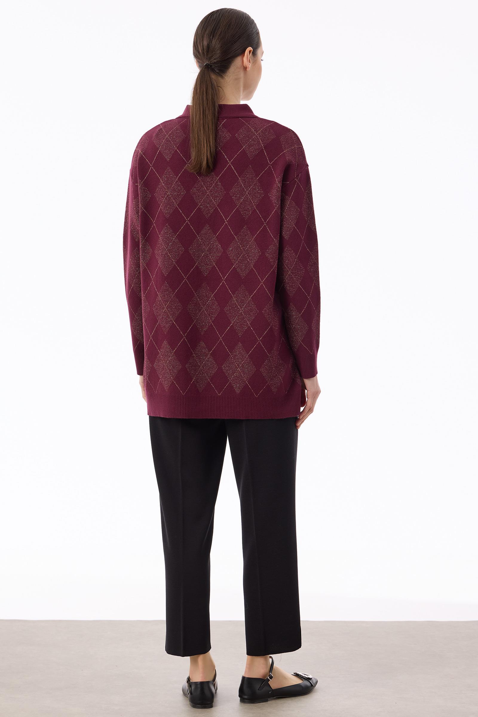 Polo Yakalı Triko Hırka BORDO