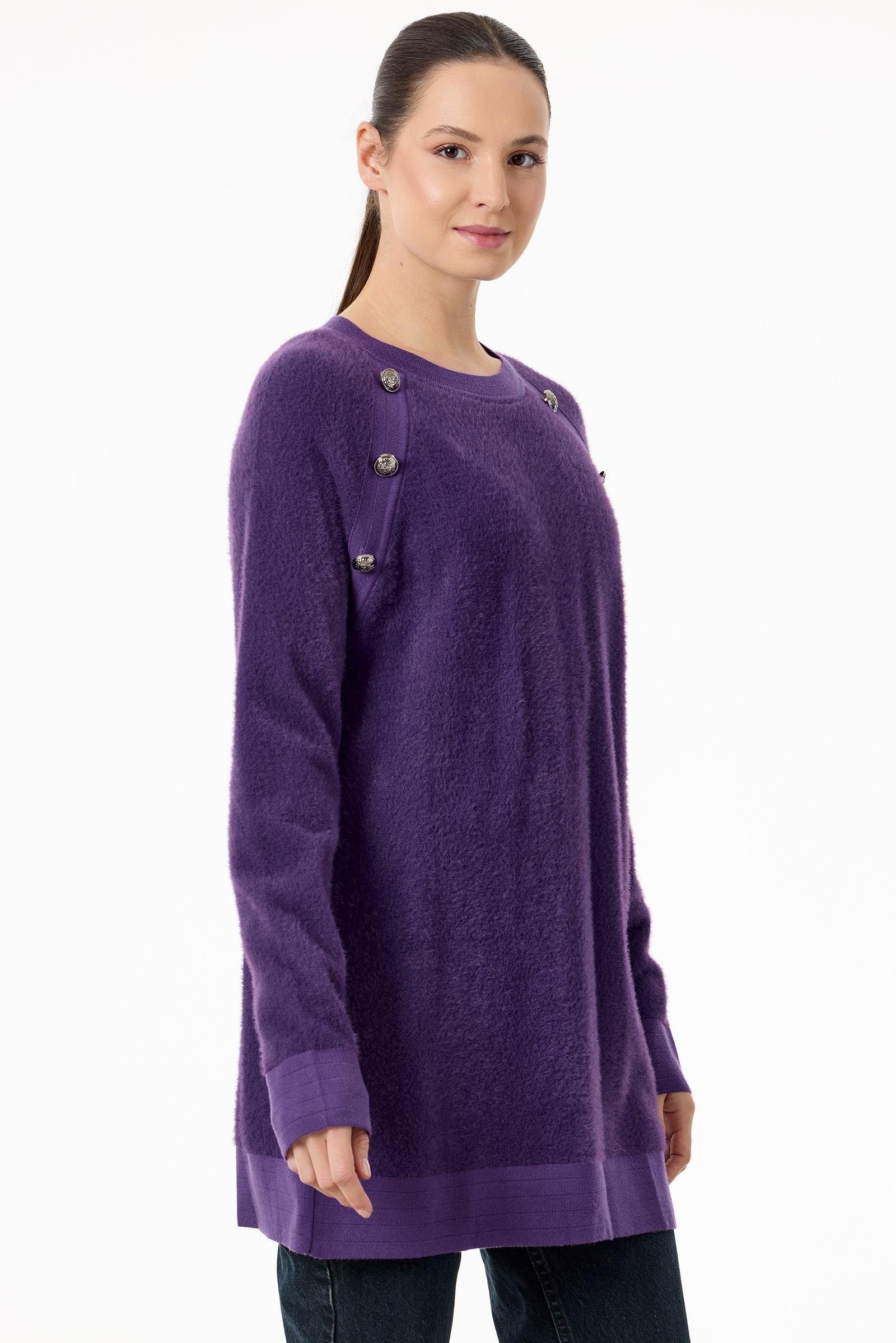 Reglan Kollu Düğme Detaylı Mink Tunik MOR