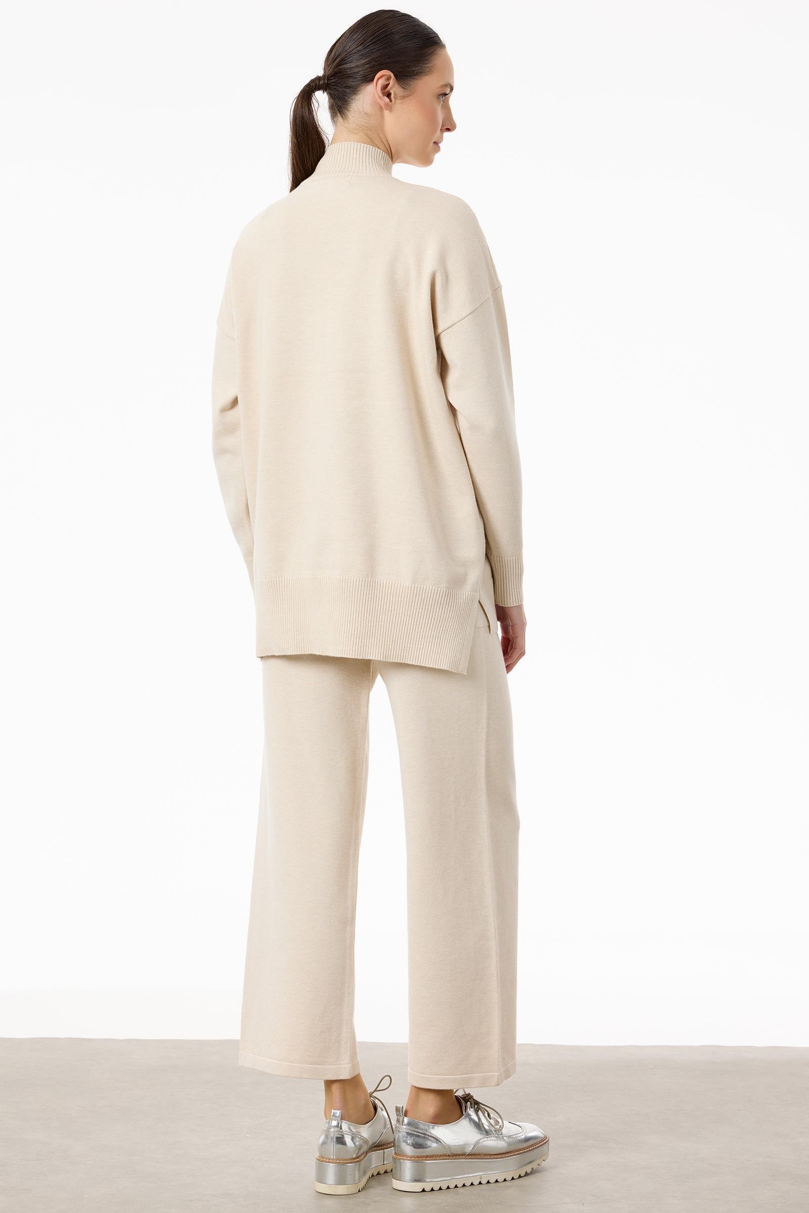 Şerit Payet Detaylı Pantolonlu Triko takım BEJ