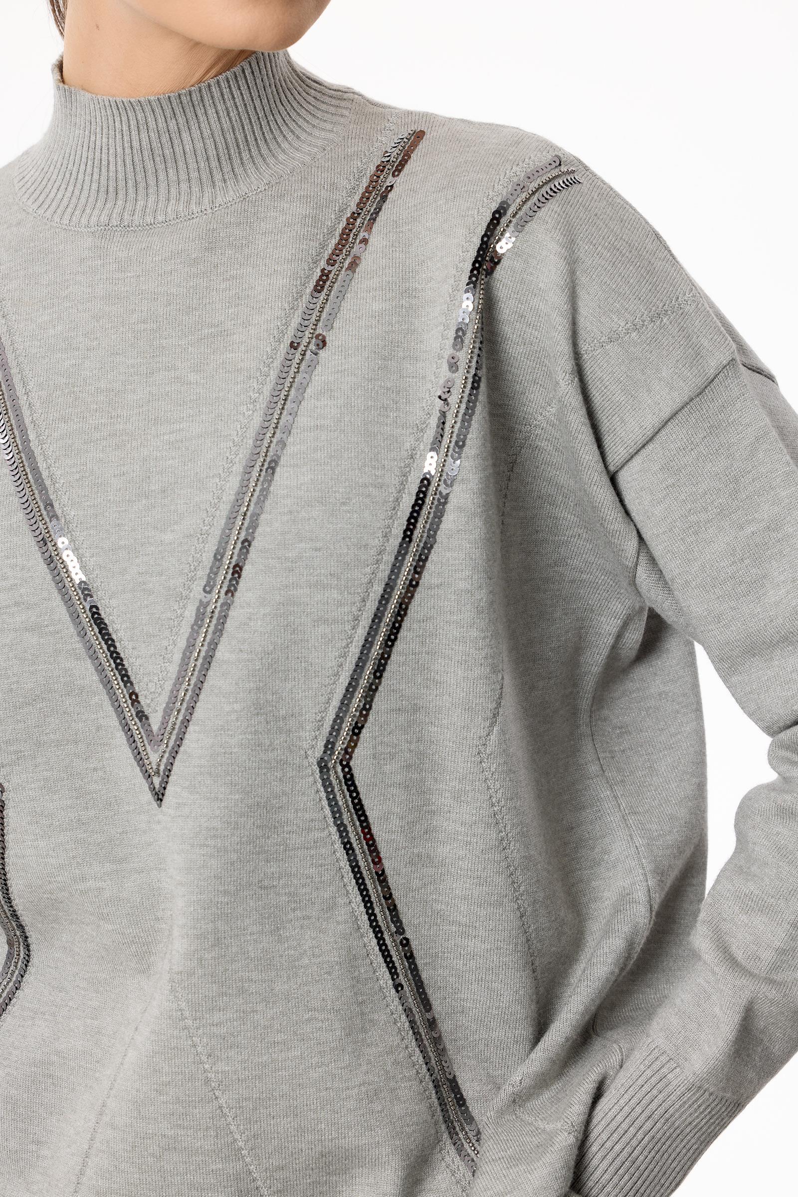 Şerit Payet Detaylı Pantolonlu Triko takım GRİ