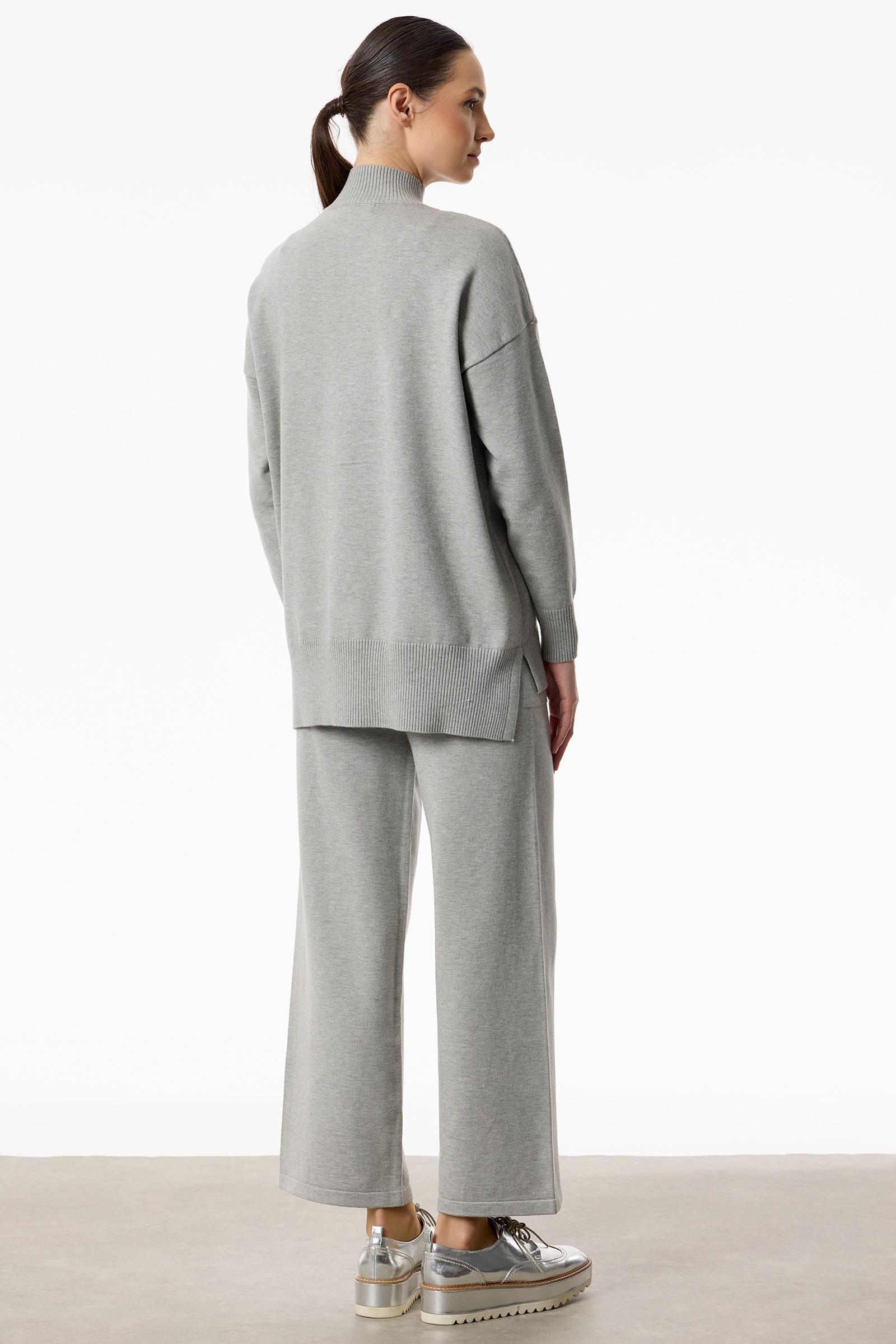 Şerit Payet Detaylı Pantolonlu Triko takım GRİ