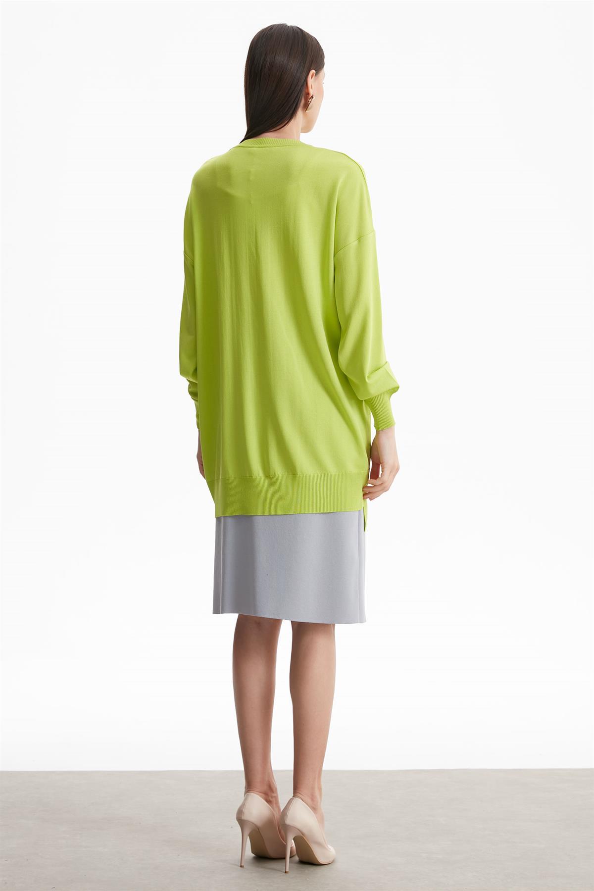 SIFIR YAKA KRUVAZE RAYON TUNİK NEON