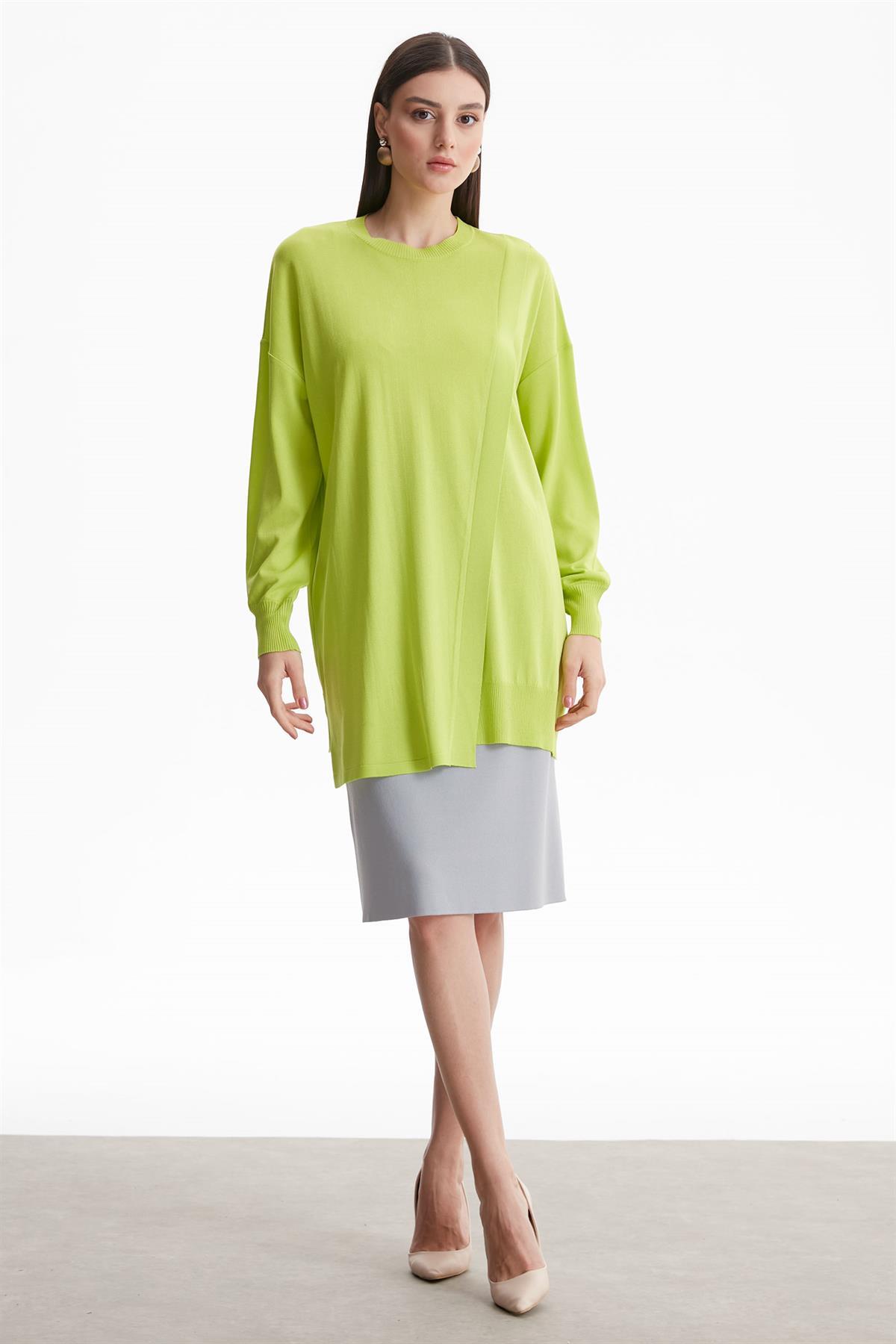 SIFIR YAKA KRUVAZE RAYON TUNİK NEON