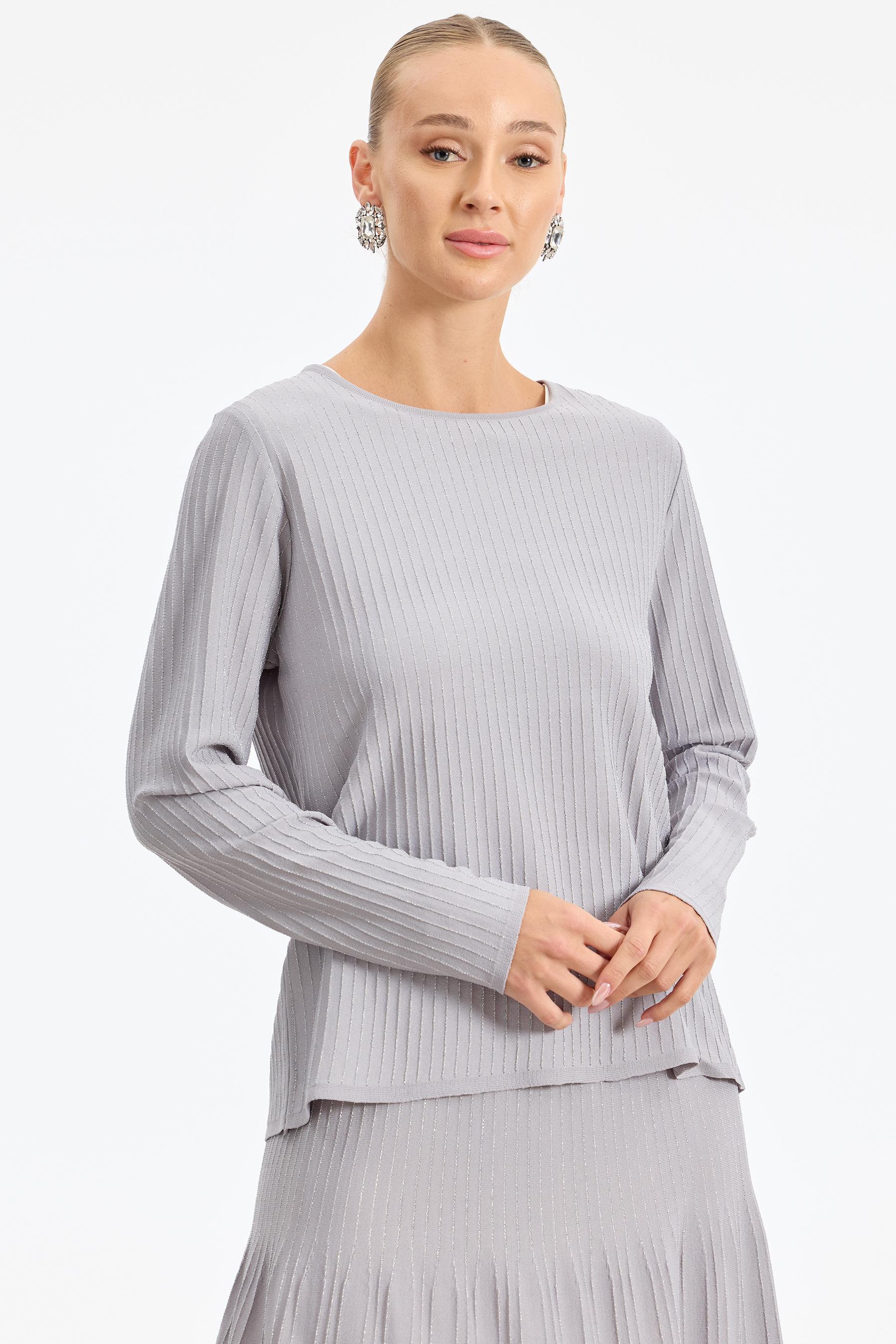 Simli Etekli Rayon Takım GRİ