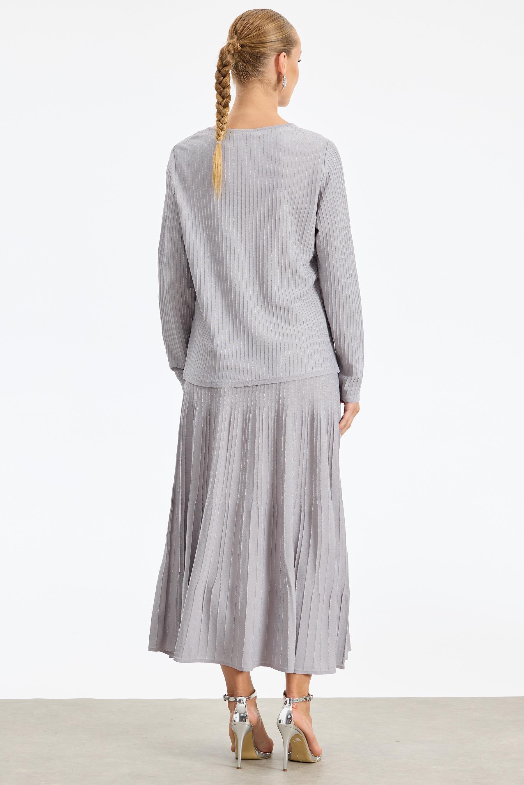 Simli Etekli Rayon Takım GRİ