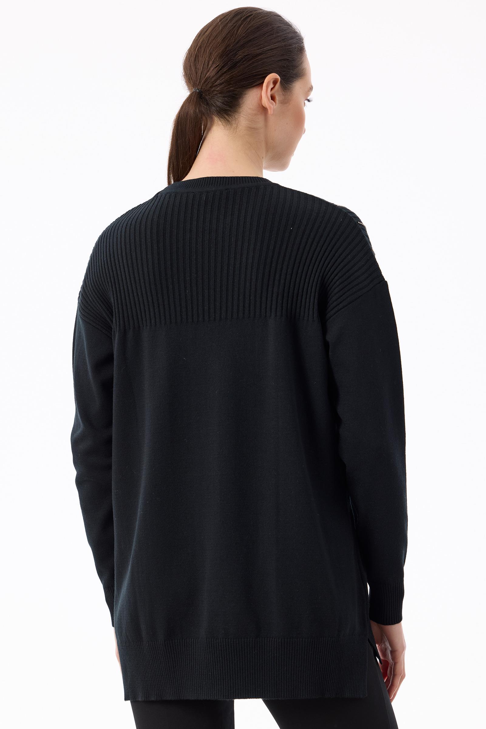 Taş Detaylı Triko Tunik SİYAH