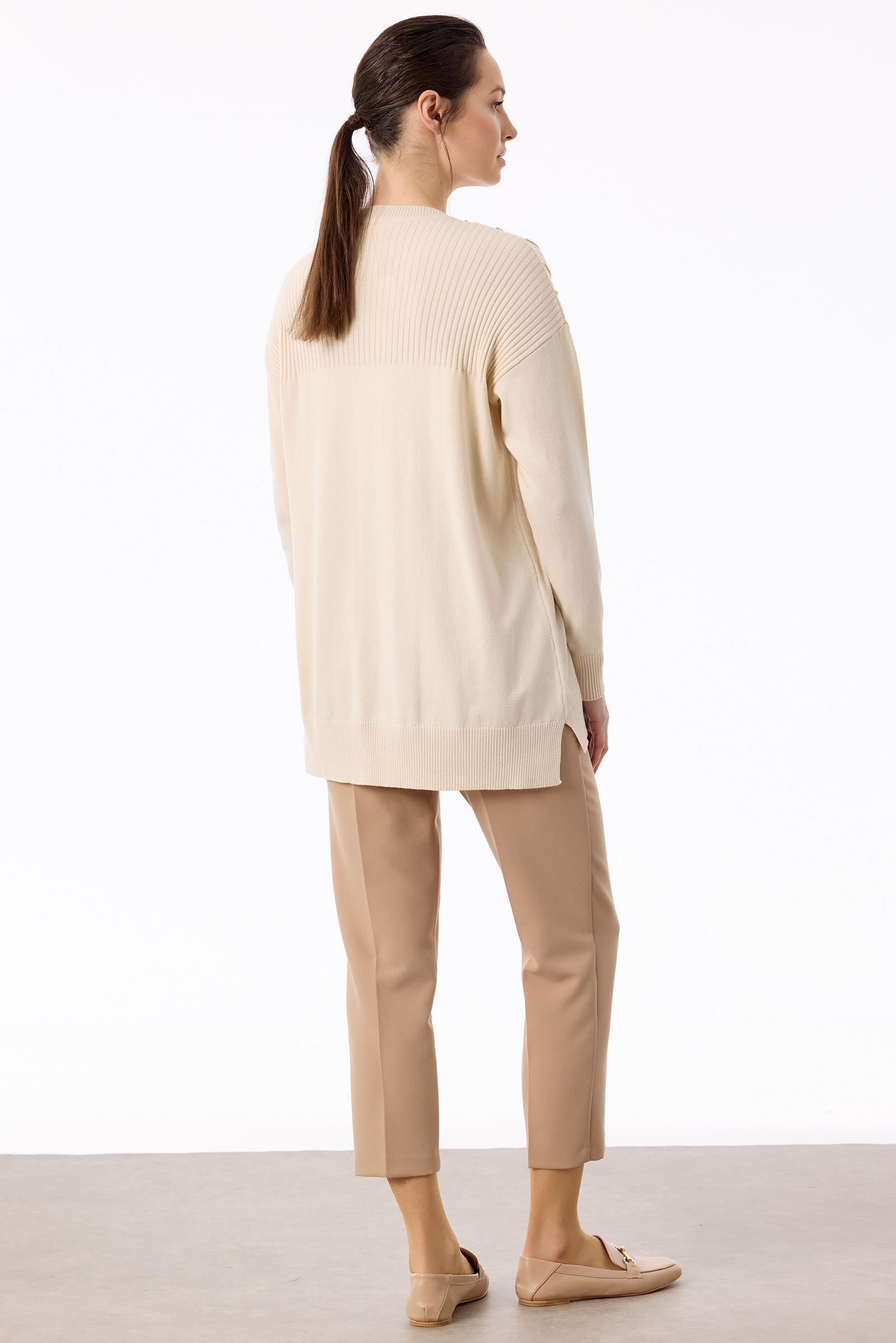 Taş Detaylı Triko Tunik VANİLYA