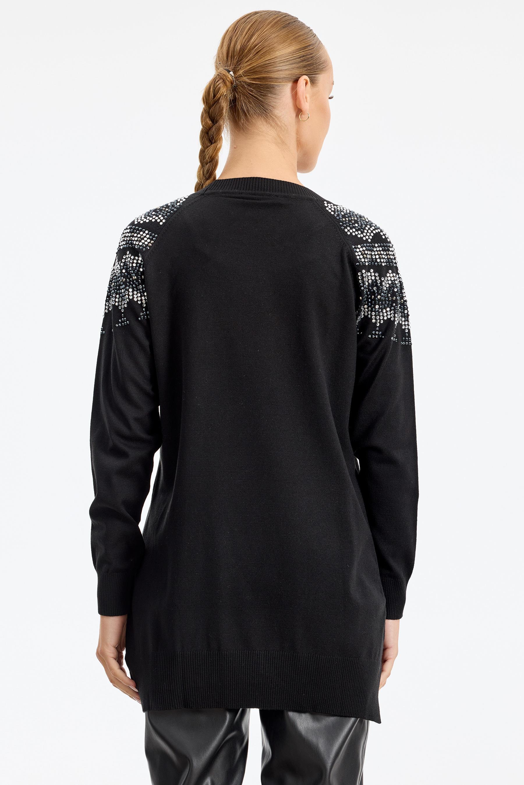 Taş Detaylı Tunik SİYAH
