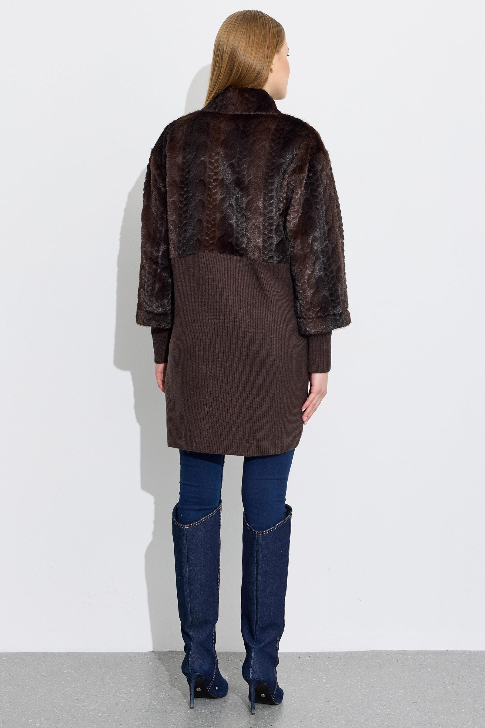 Triko Ve Saç Örgü Kombinli Kaban KAHVE