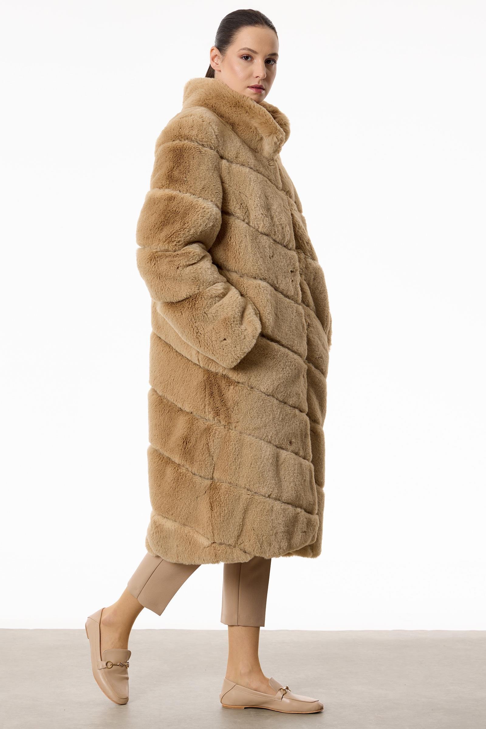 Verev Çizgili Max Boy Kürk Kaban CAMEL