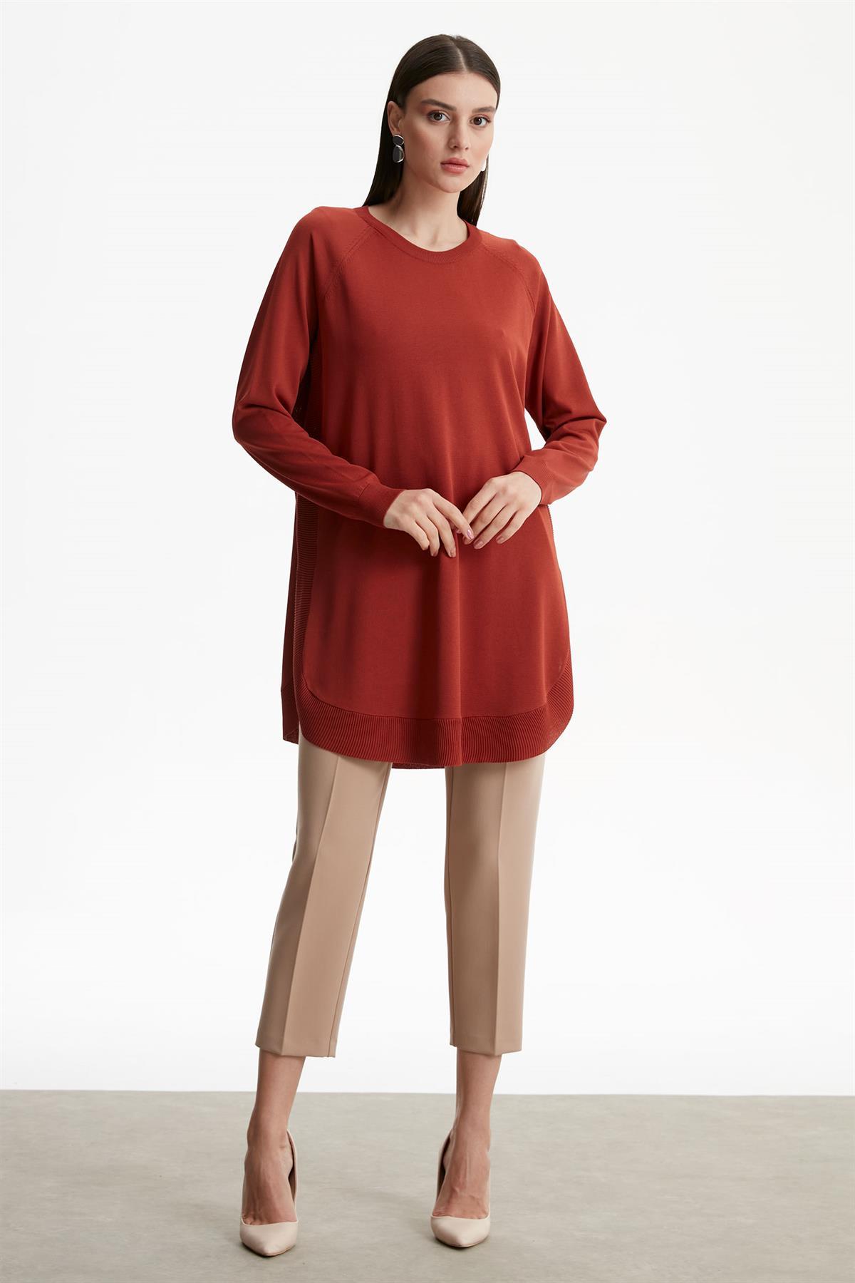 YANLARI OVEL RAYON TUNİK TABA
