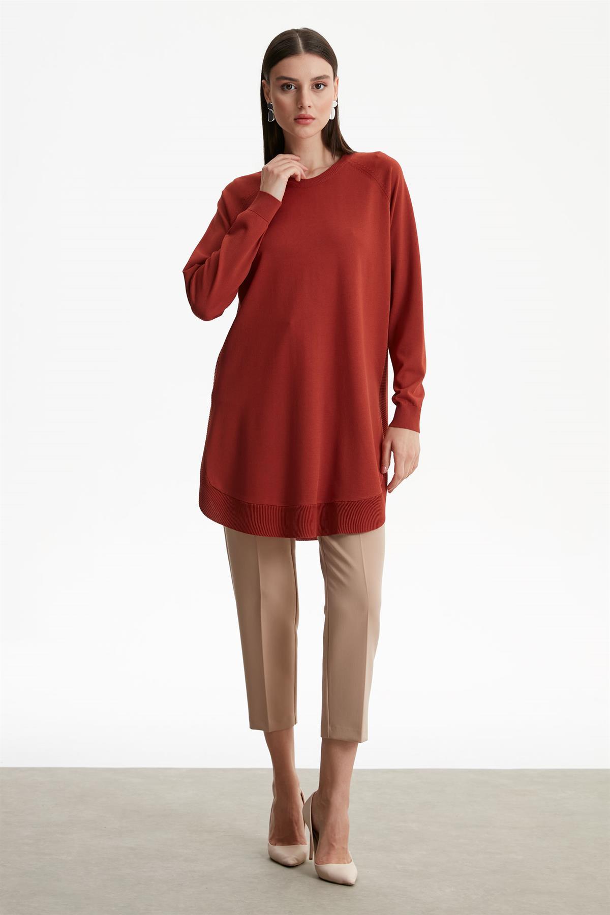 YANLARI OVEL RAYON TUNİK TABA
