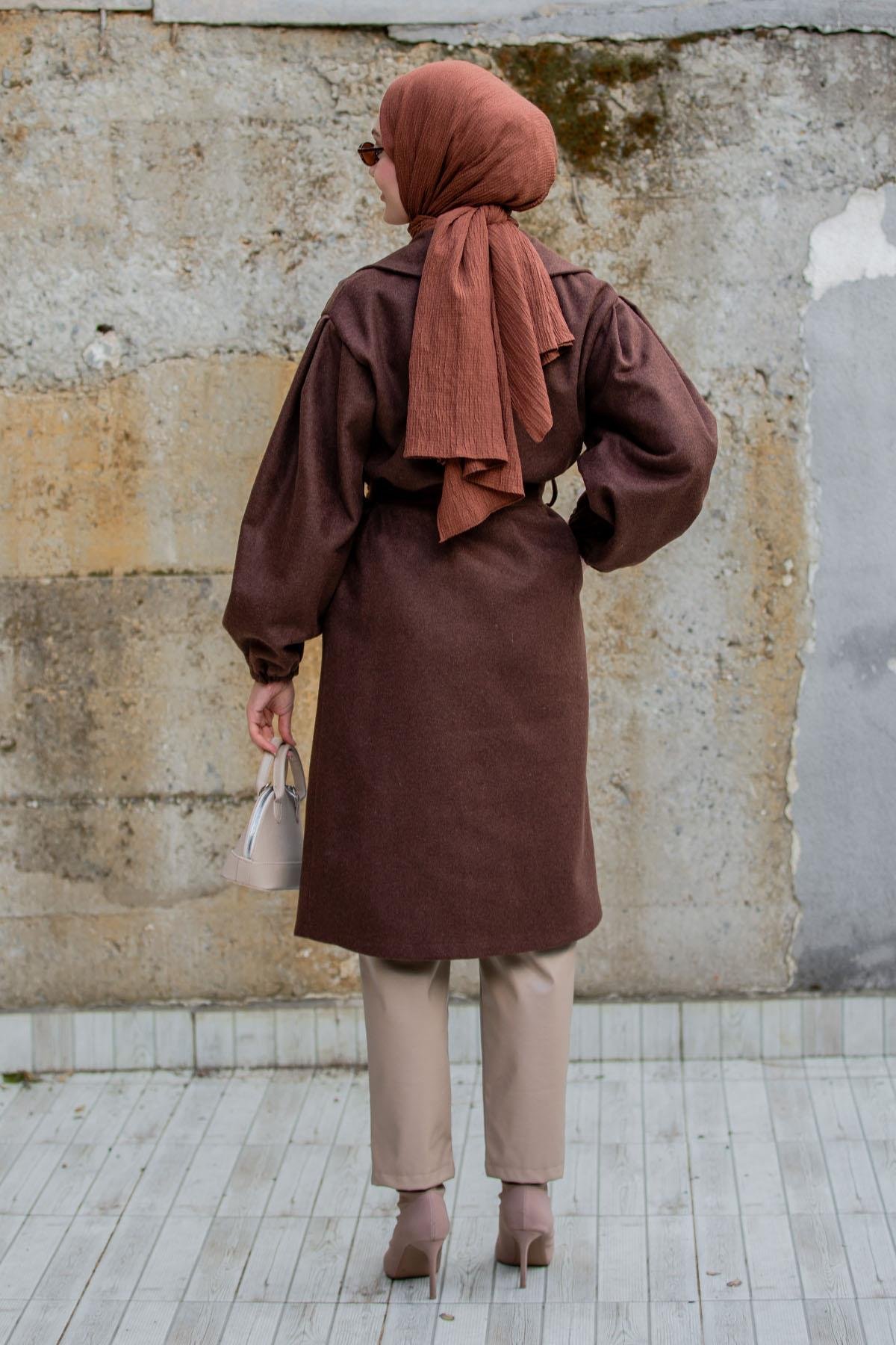 Balon Kol Astarsız Yün Kaşe Kaban-Khv