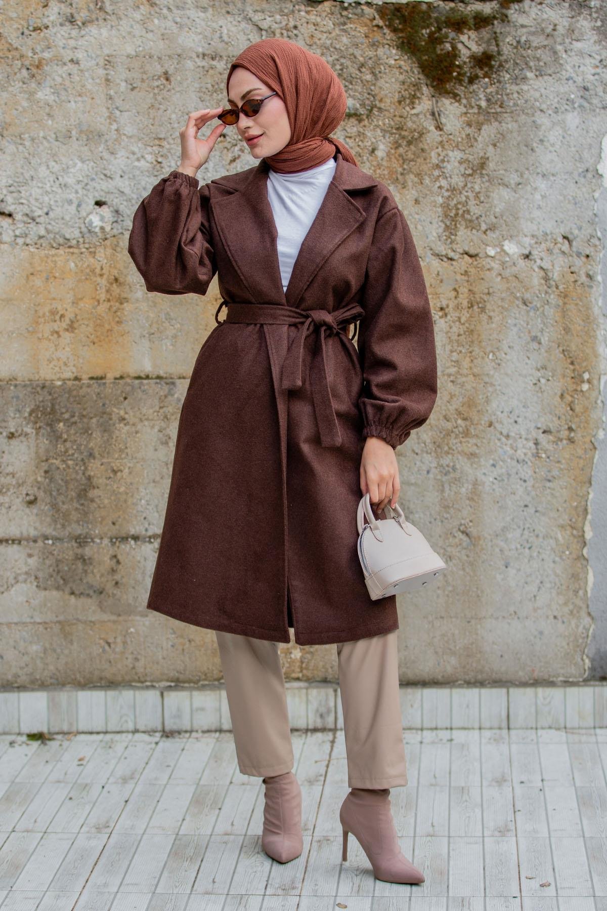 Balon Kol Astarsız Yün Kaşe Kaban-Khv