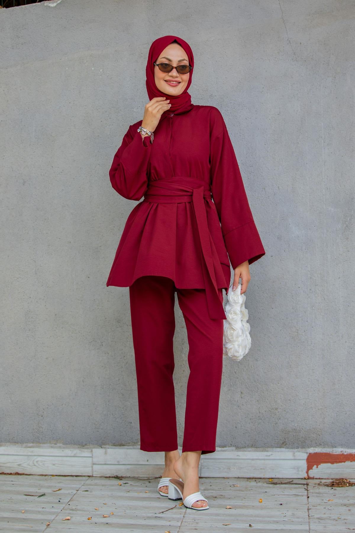 Beby Tericotton Tunik Pantolon Takım-Bordo