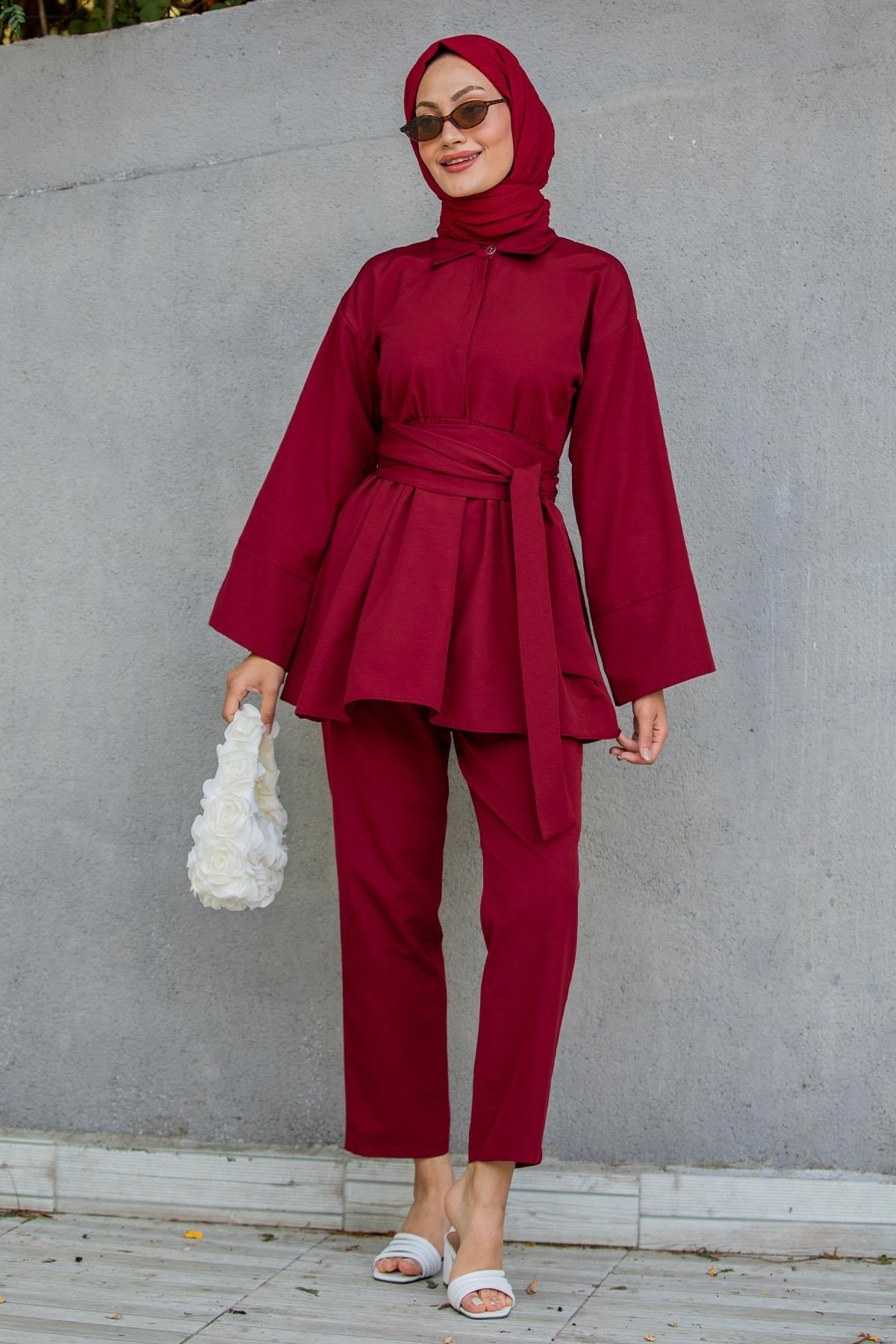 Beby Tericotton Tunik Pantolon Takım-Bordo