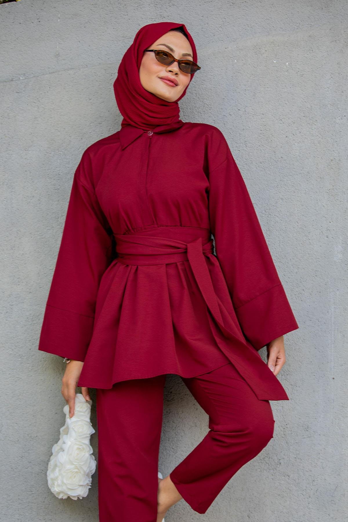 Beby Tericotton Tunik Pantolon Takım-Bordo
