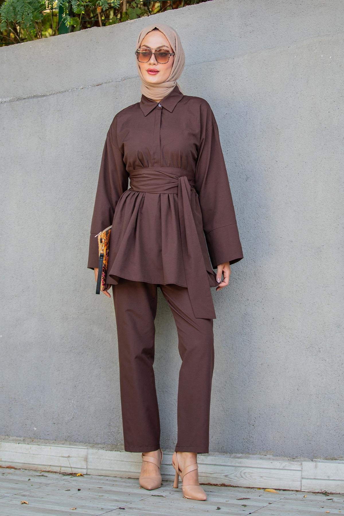 Beby Tericotton Tunik Pantolon Takım-Kahve