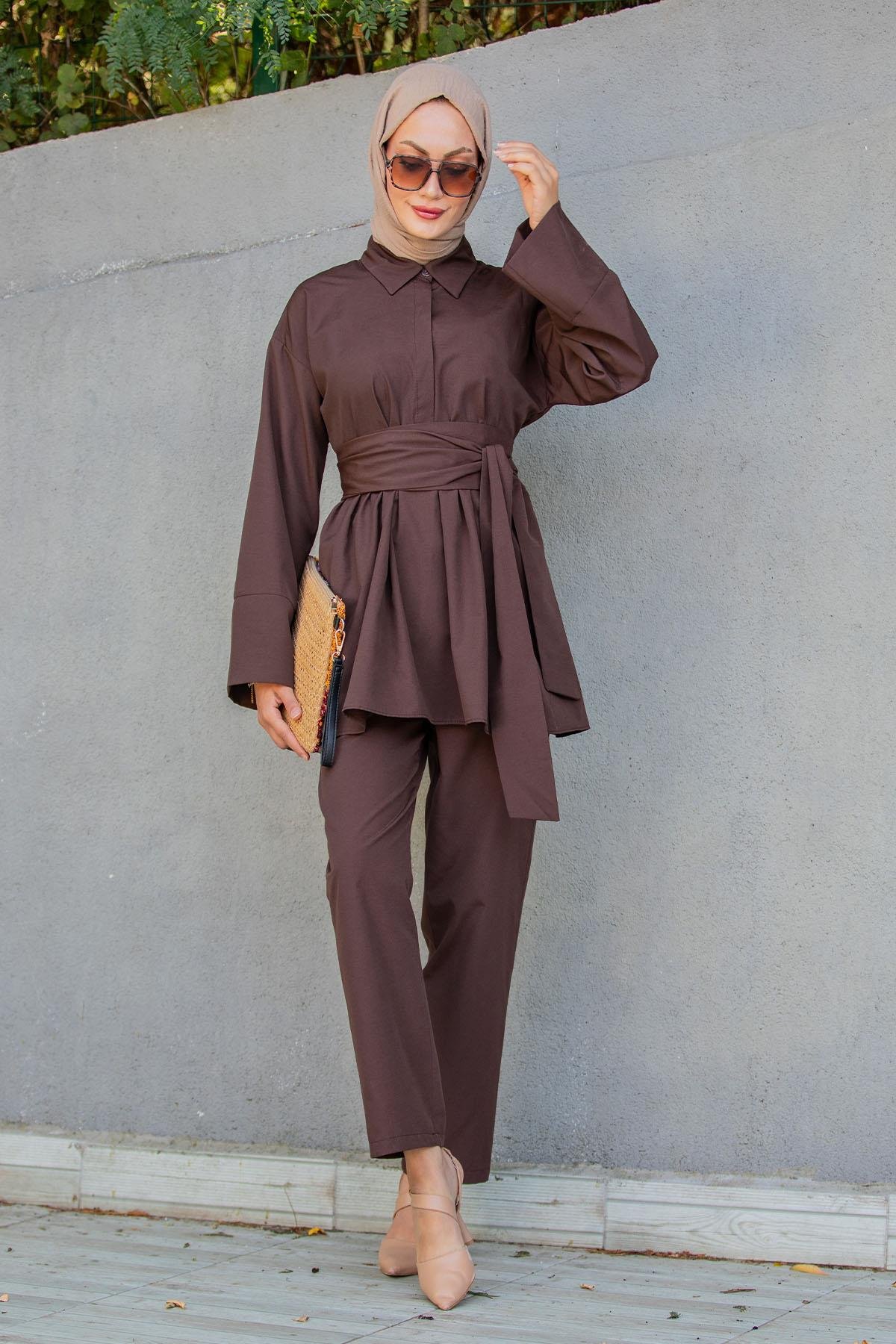 Beby Tericotton Tunik Pantolon Takım-Kahve