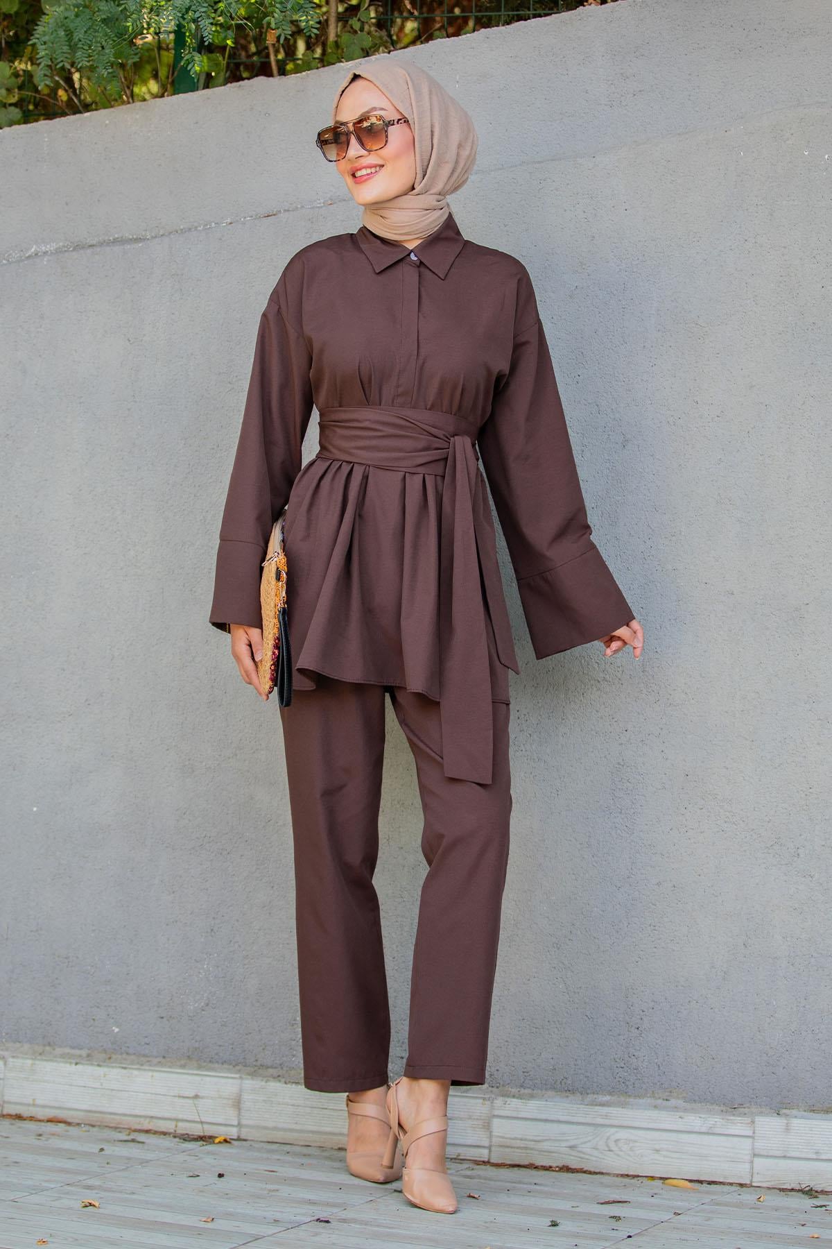 Beby Tericotton Tunik Pantolon Takım-Kahve