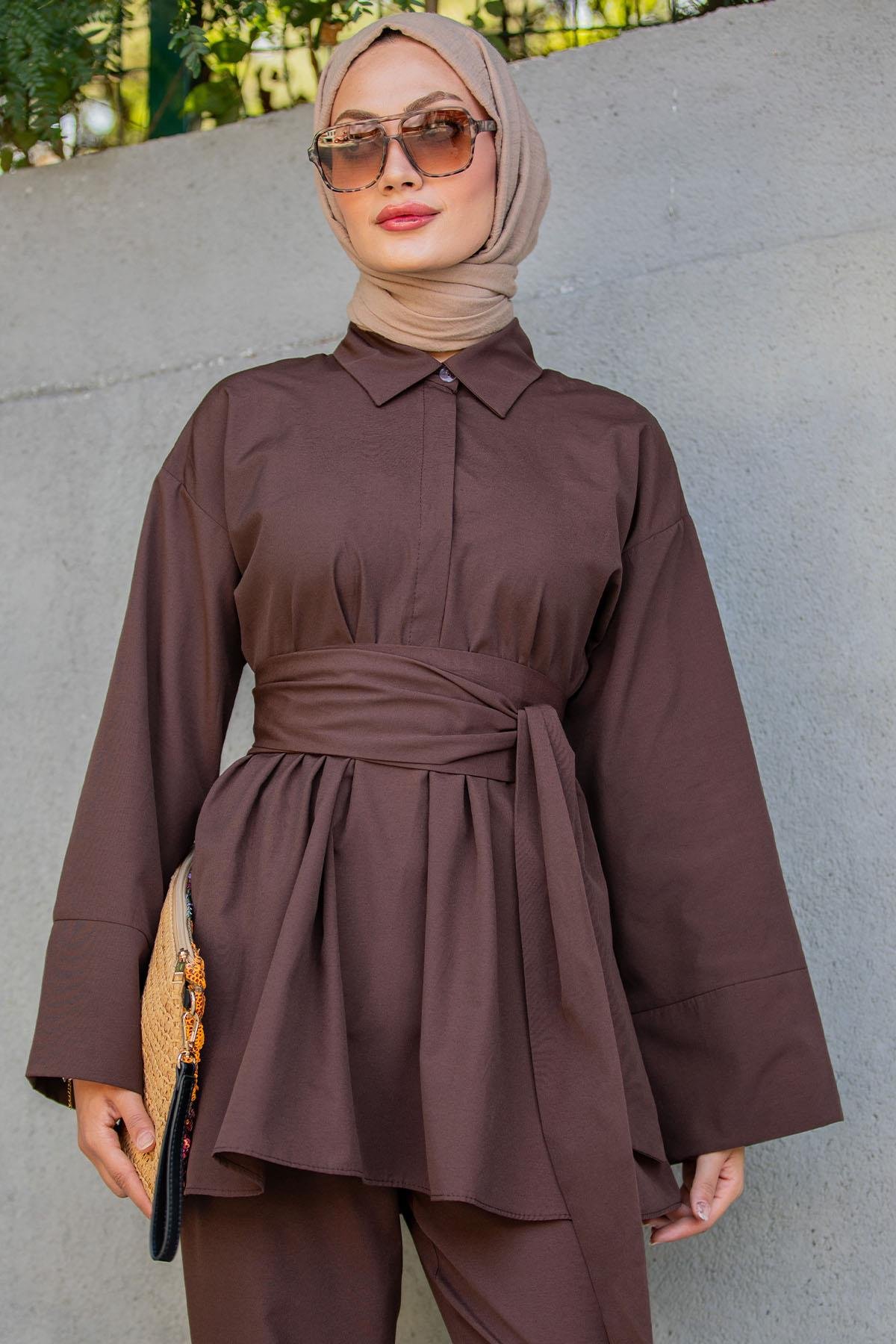 Beby Tericotton Tunik Pantolon Takım-Kahve