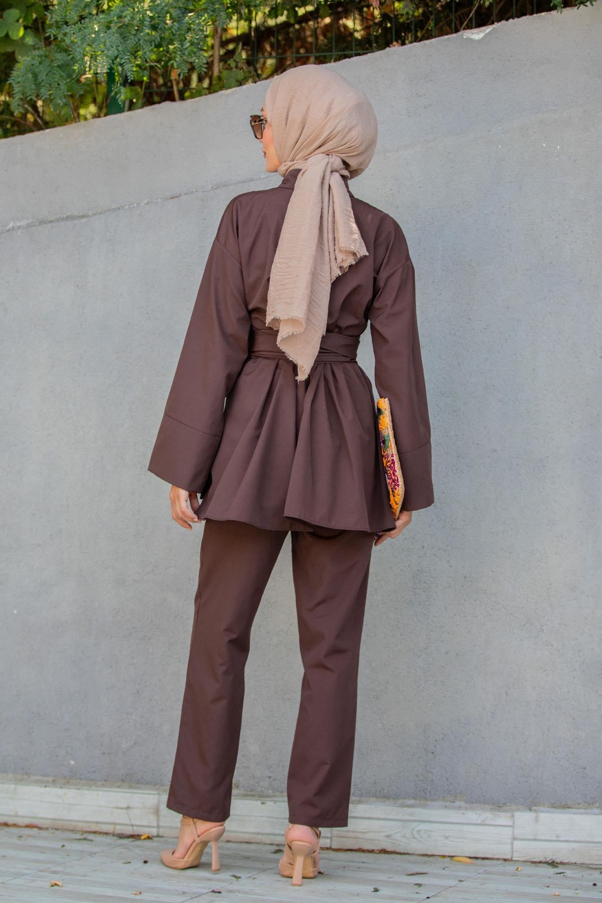 Beby Tericotton Tunik Pantolon Takım-Kahve