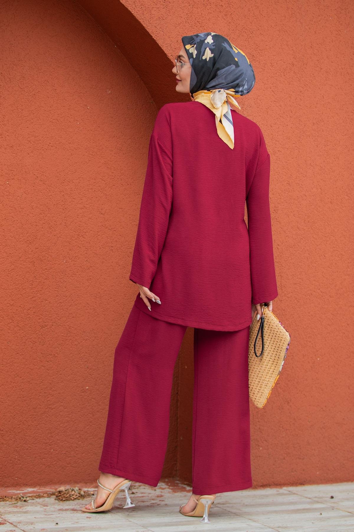 Beren Aerobin Kimono Takım-Bordo