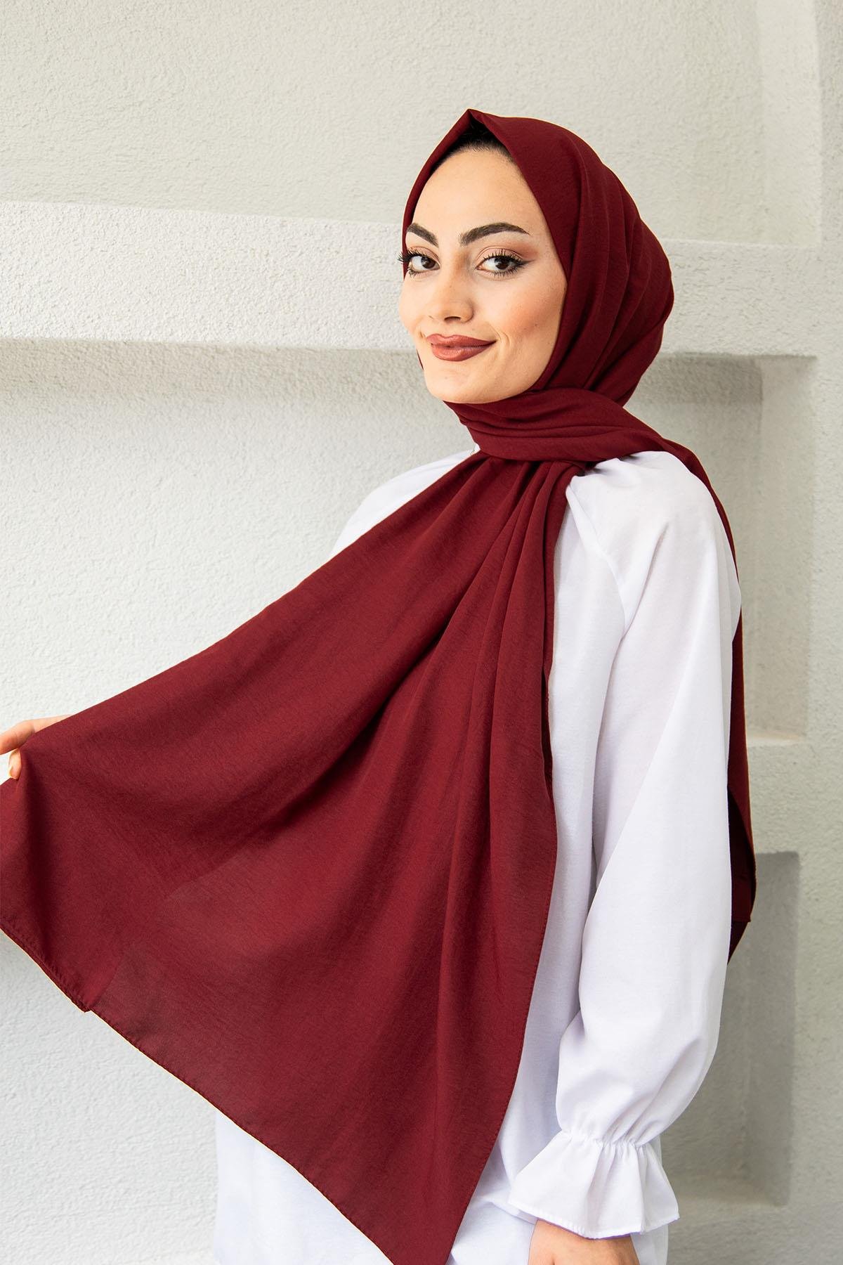 Cazz Tesettür Şal Modeli-Bordo