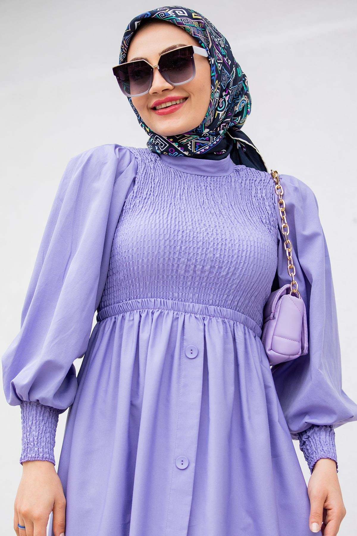 Ella Gipeli Pamuk Cotton Elbise-Lila