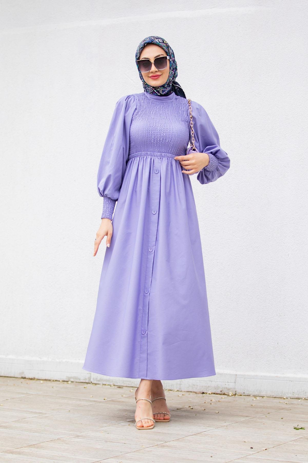 Ella Gipeli Pamuk Cotton Elbise-Lila