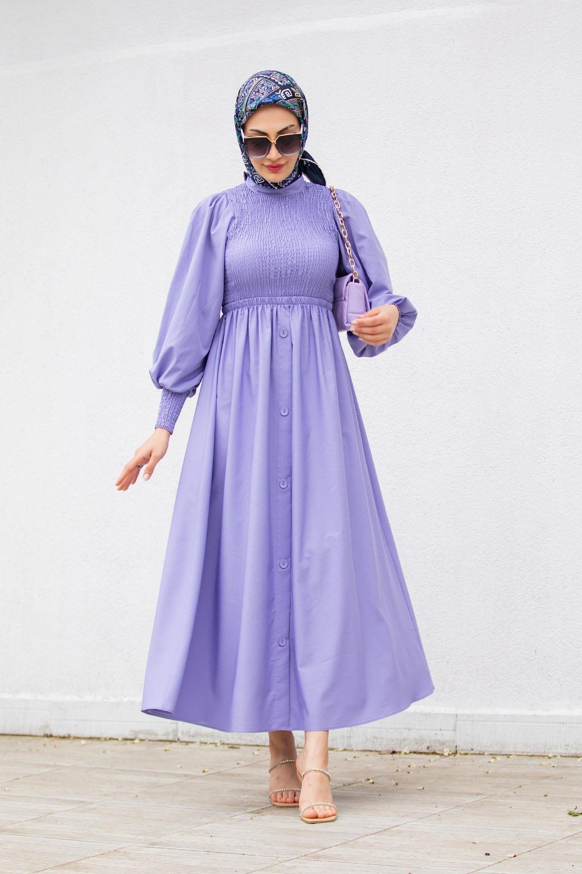 Ella Gipeli Pamuk Cotton Elbise-Lila