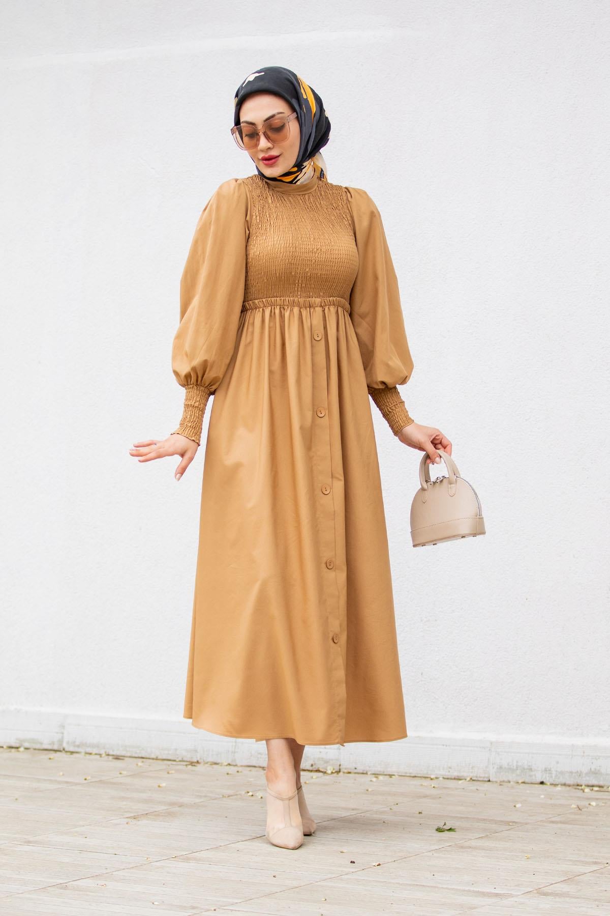 Ella Gipeli Pamuk Cotton Elbise-Taba