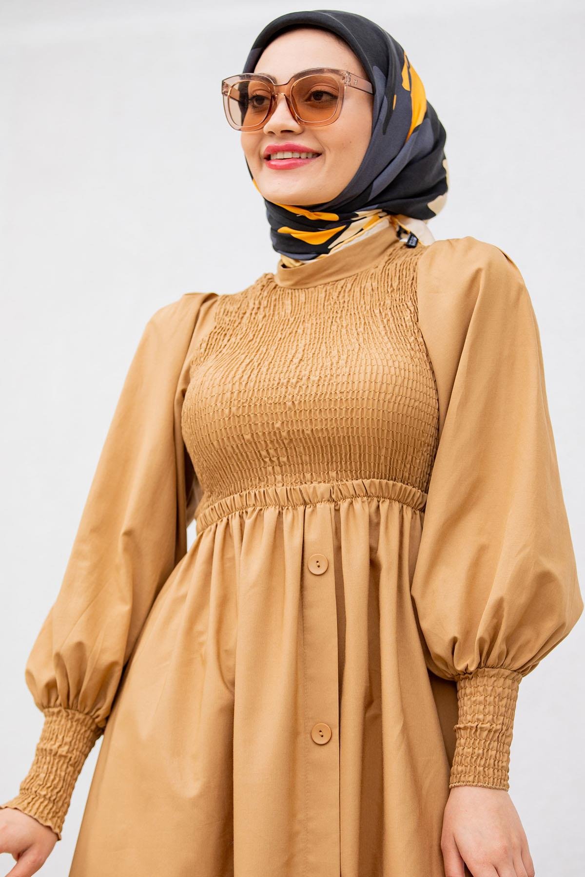 Ella Gipeli Pamuk Cotton Elbise-Taba