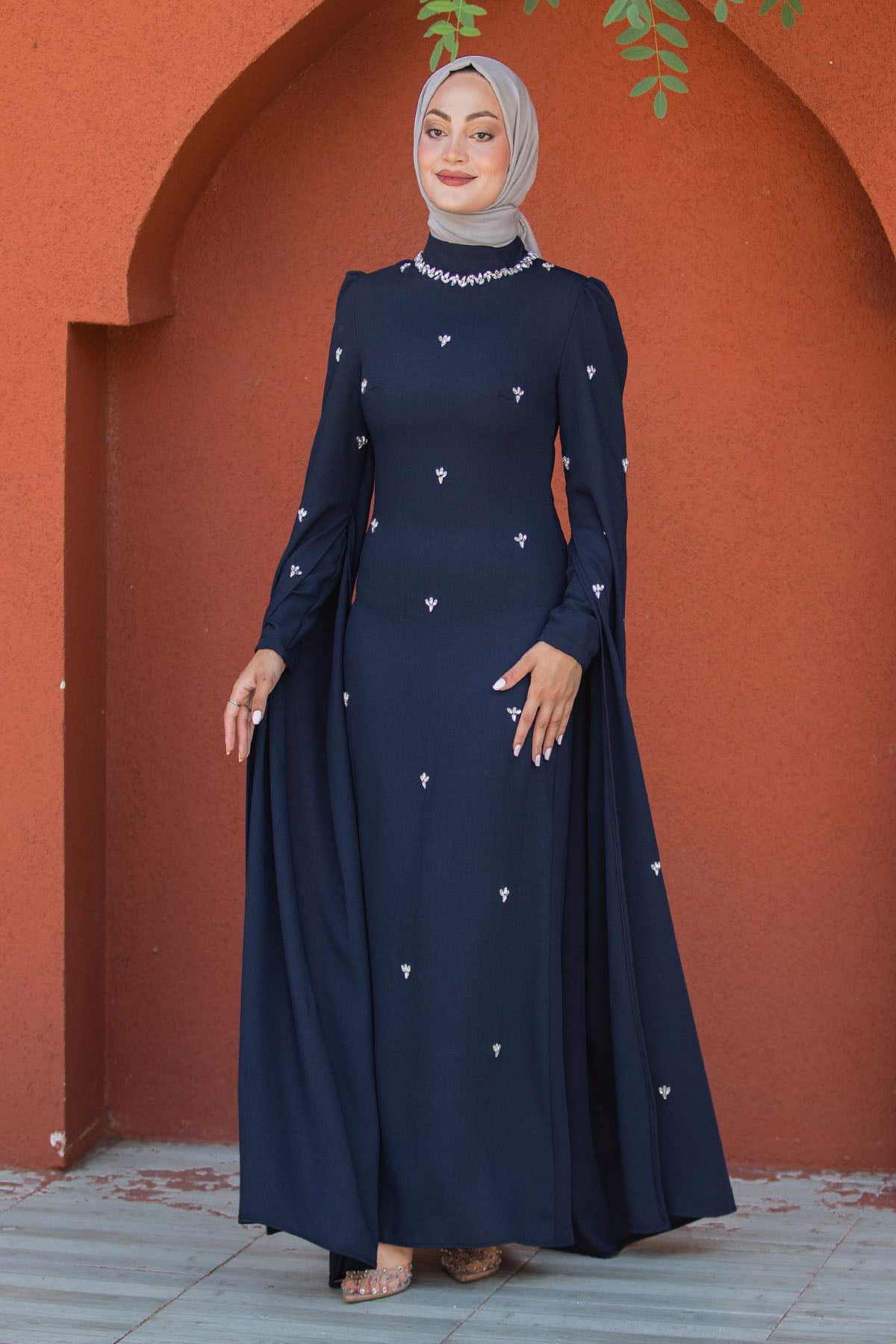 Esmina Taş İşlemeli Tesettür Abiye-Laci