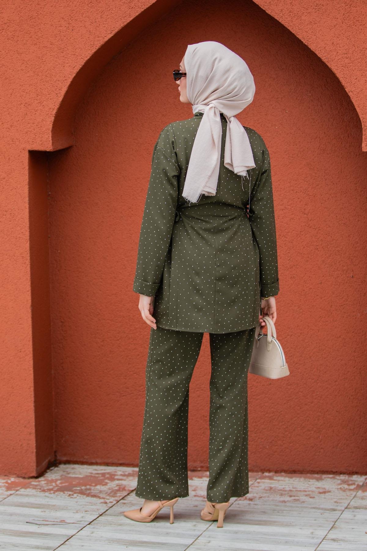 Hupp Komple Taşlı Double Takım-Haki