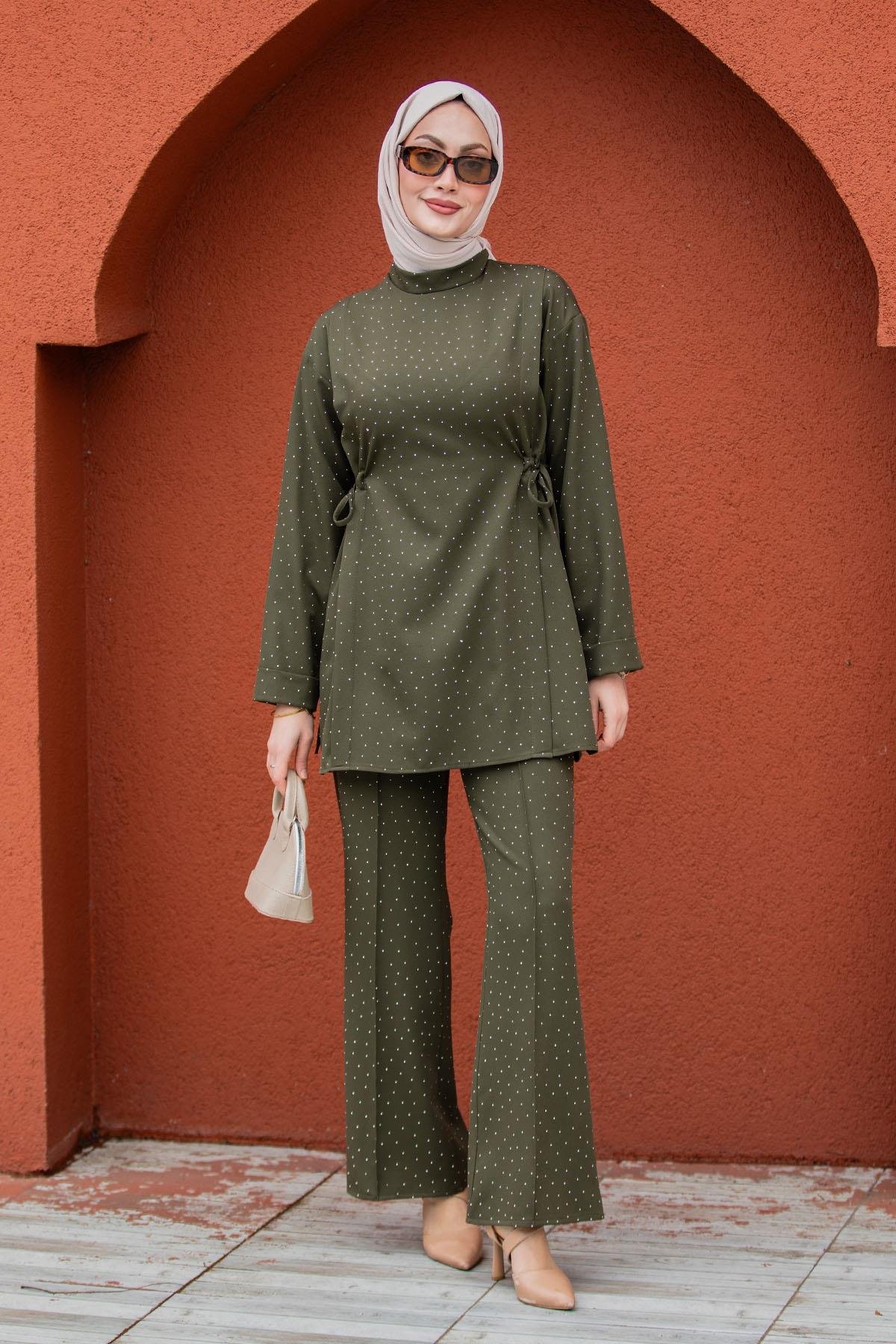 Hupp Komple Taşlı Double Takım-Haki