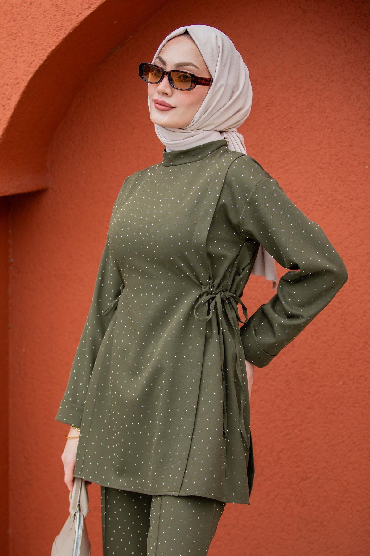 Hupp Komple Taşlı Double Takım-Haki