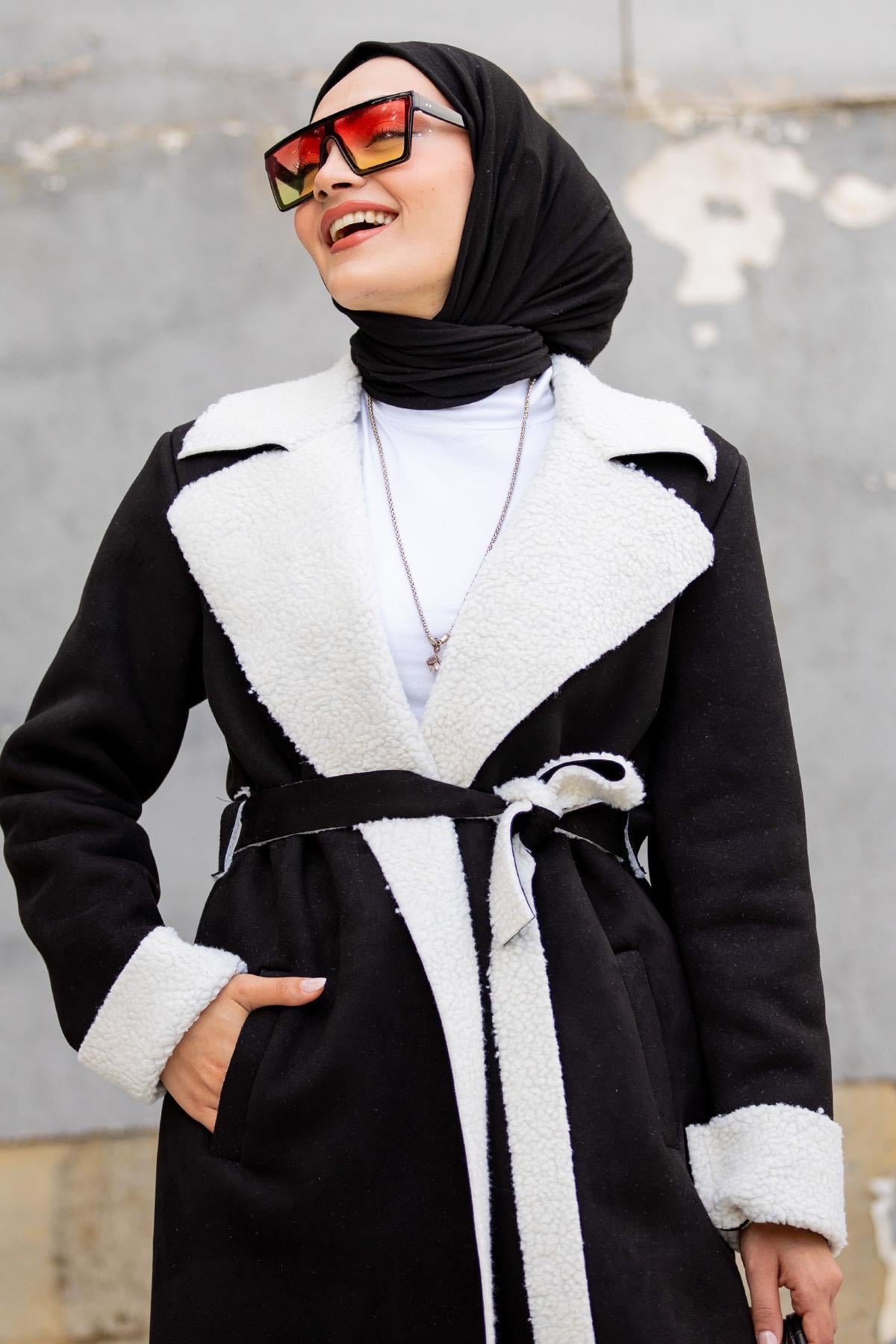 İçi Kürklü Nubuk Kaban-Siyah