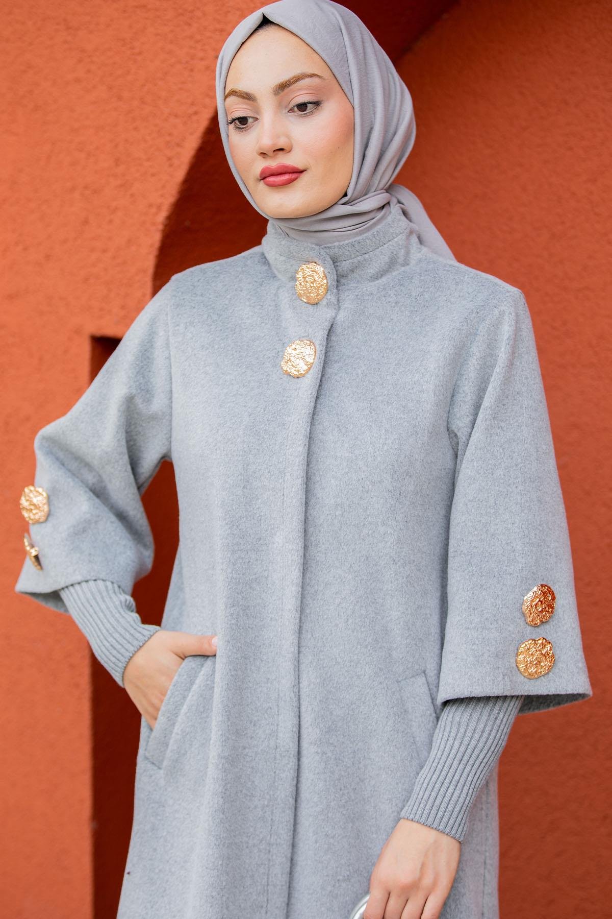 Jessy Angora Ribana Kollu Kaban-Gri