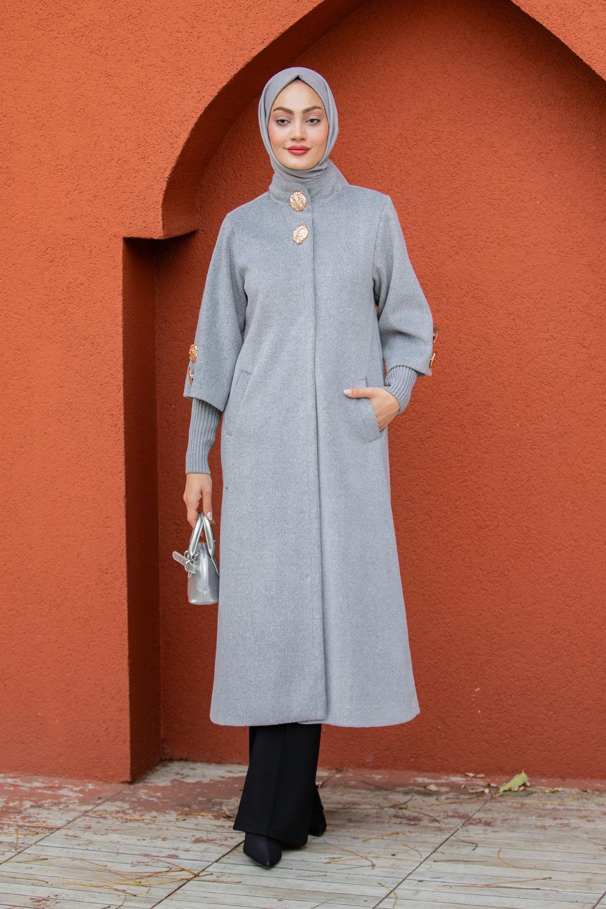 Jessy Angora Ribana Kollu Kaban-Gri