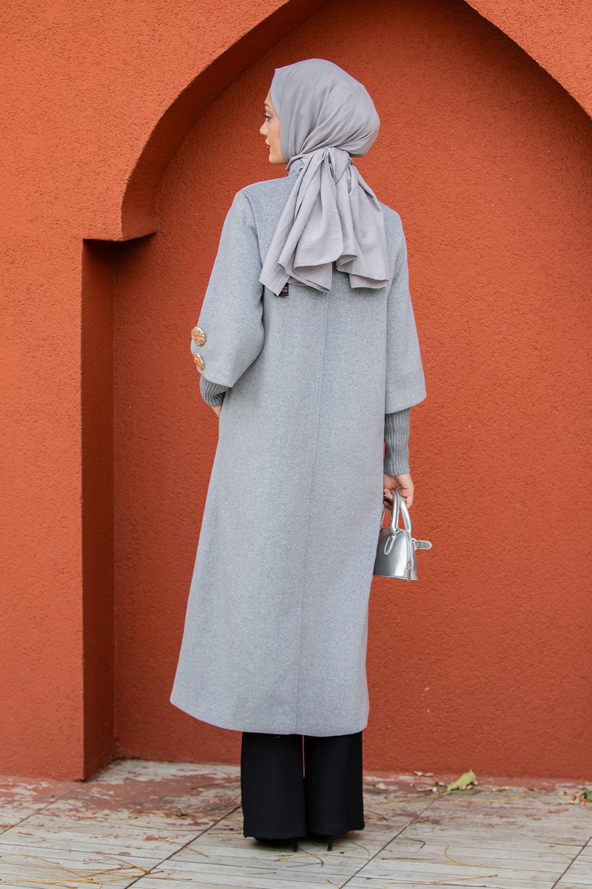 Jessy Angora Ribana Kollu Kaban-Gri