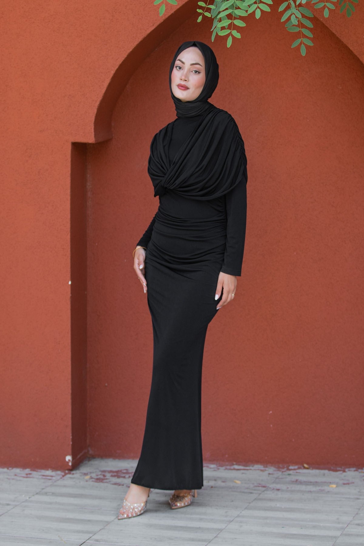Lafia Sandy Drape Tesettür Abiye-Siyah