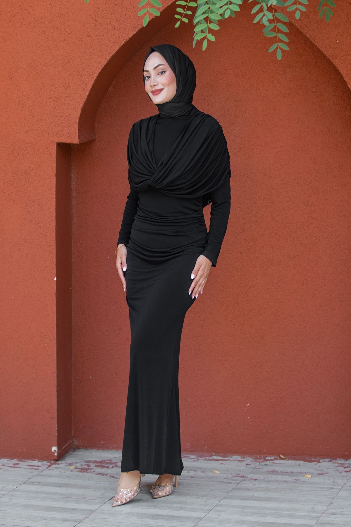 Lafia Sandy Drape Tesettür Abiye-Siyah