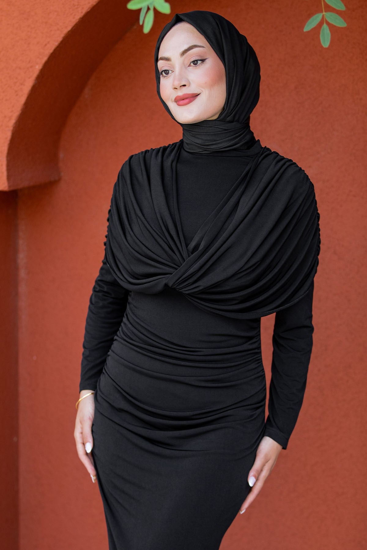 Lafia Sandy Drape Tesettür Abiye-Siyah